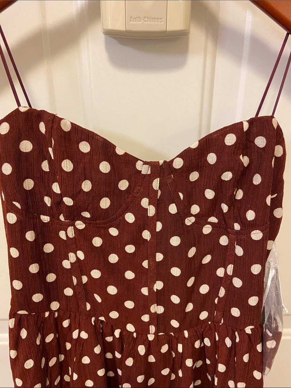 Brown Polka Dot Spaghetti Strap Dress